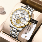 19: BINBOND B1236 Gold White | Brand Fashion Tourbillon Dial Quartz Watches Men’s Luxury Stainless Steel - Image 2