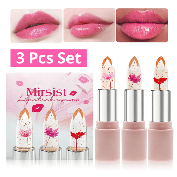( ৩ পিস) 💄✨ Jelly Dried Flower Color Changing Lip Balm – জাদুকরী রঙে ঠোঁটের যত্ন! 🌸💖