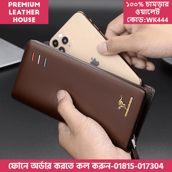 #01: WK444-Brown| Wallet Men England Style Pu Leather Wallet Leisure Purse Style New Male Cluth Wallets Long Coin Purse Card Holders
