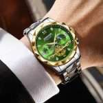 20: BINBOND B1236 Golden Green | Brand Fashion Tourbillon Dial Quartz Watches Men’s Luxury Stainless Steel - Image 2