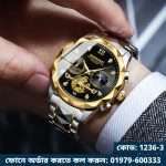 20: BINBOND B1236 Golden Black | Brand Fashion Tourbillon Dial Quartz Watches Men’s Luxury Stainless Steel