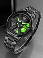16: SKMEI 1787 Green Black | Rotation Wheel Stainless Steel Quartz Watch For Men