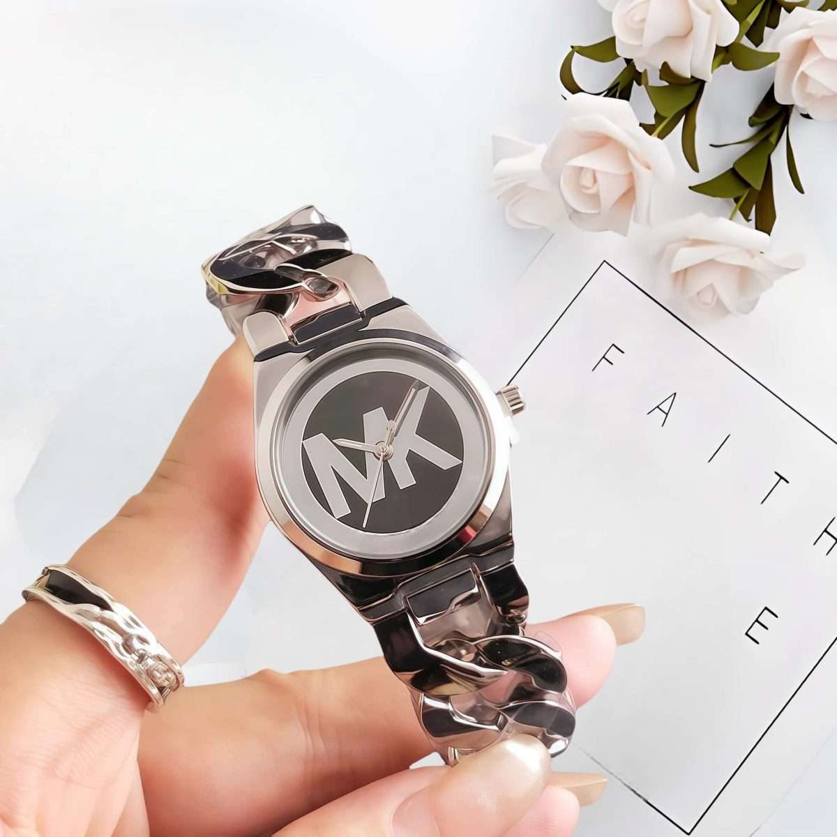 MICHAEL KORS MK Rose Silver-Black | Stainless Steel Fashionable Watch - Image 1