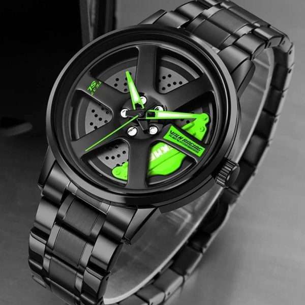 16: SKMEI 1787 Green Black | Rotation Wheel Stainless Steel Quartz Watch For Men